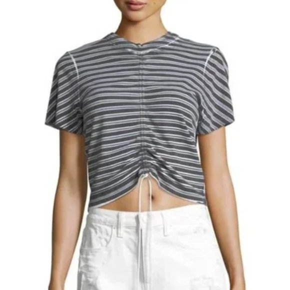 T by Alexander Wang Striped Cinch-Front Tee - Picture 1 of 8